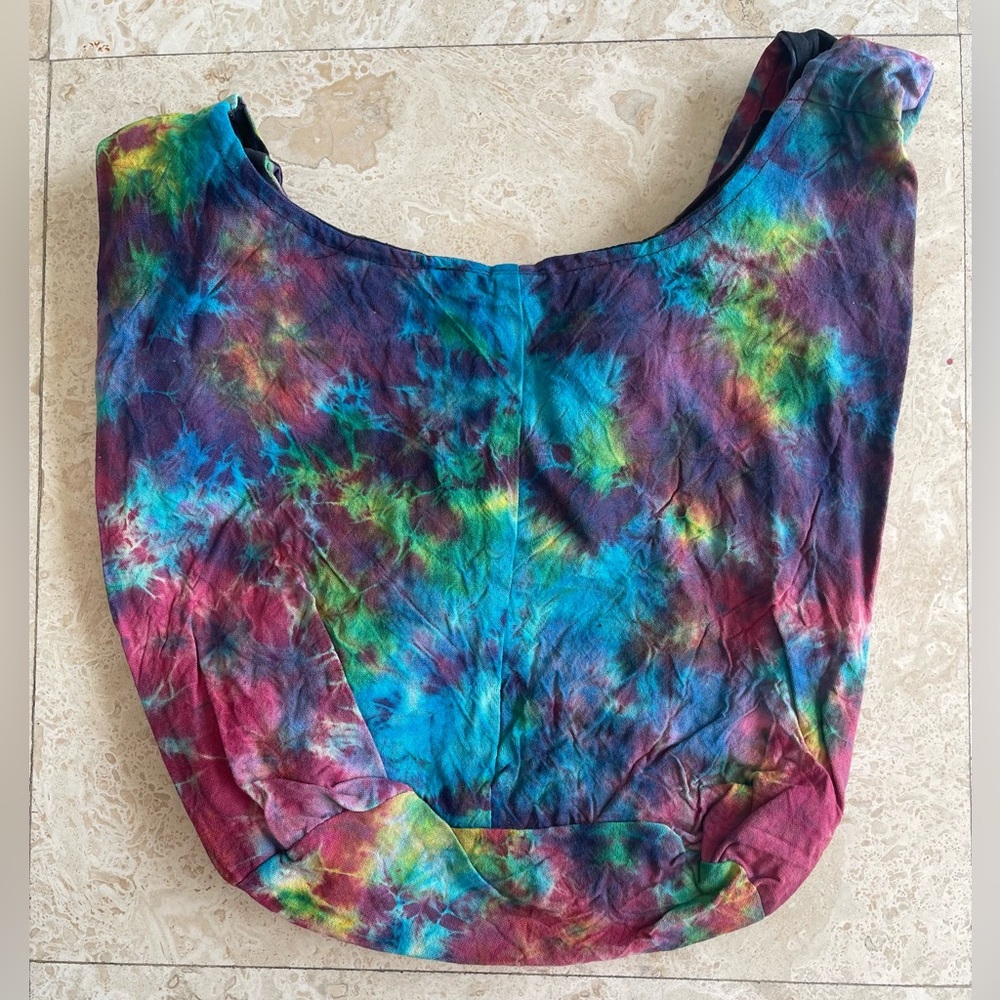 Boho Tie Dye Cotton Crossbody Hobo Bag In Pink AND Blue Brand New - Picture 5 of 13